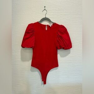 TCEC Red Puff Sleeve Women’s Bodysuit - Size Small